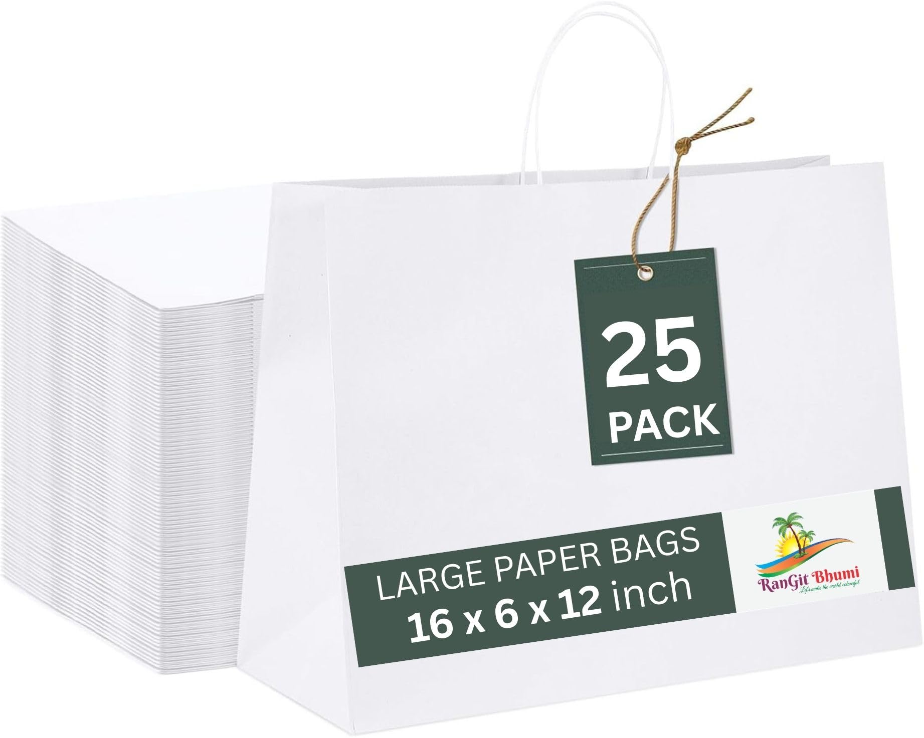 Kraft Paper Bags with Handles - 50 Pack -14