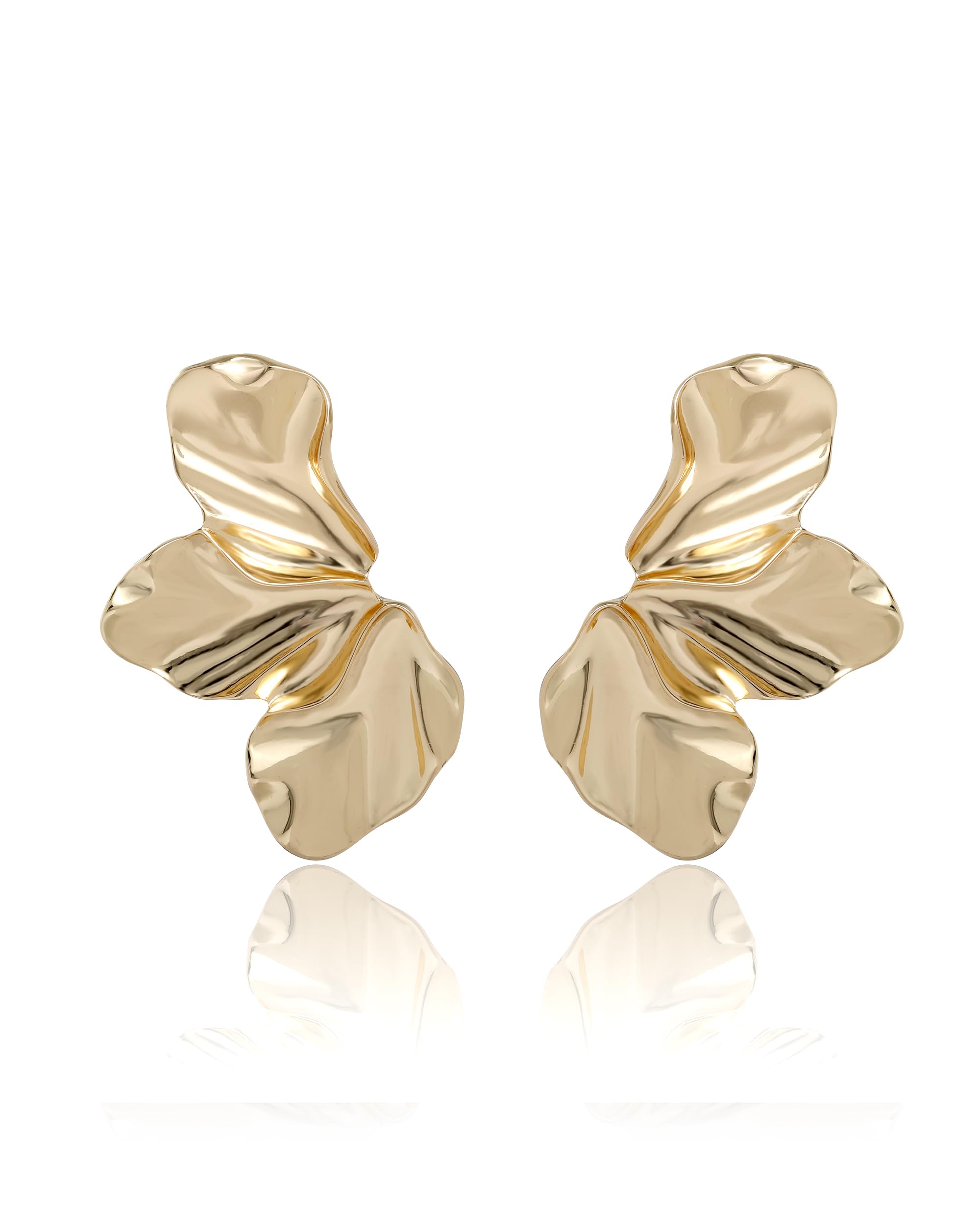 Gold-Tone Large Earrings, Elegant Flower Jewelry