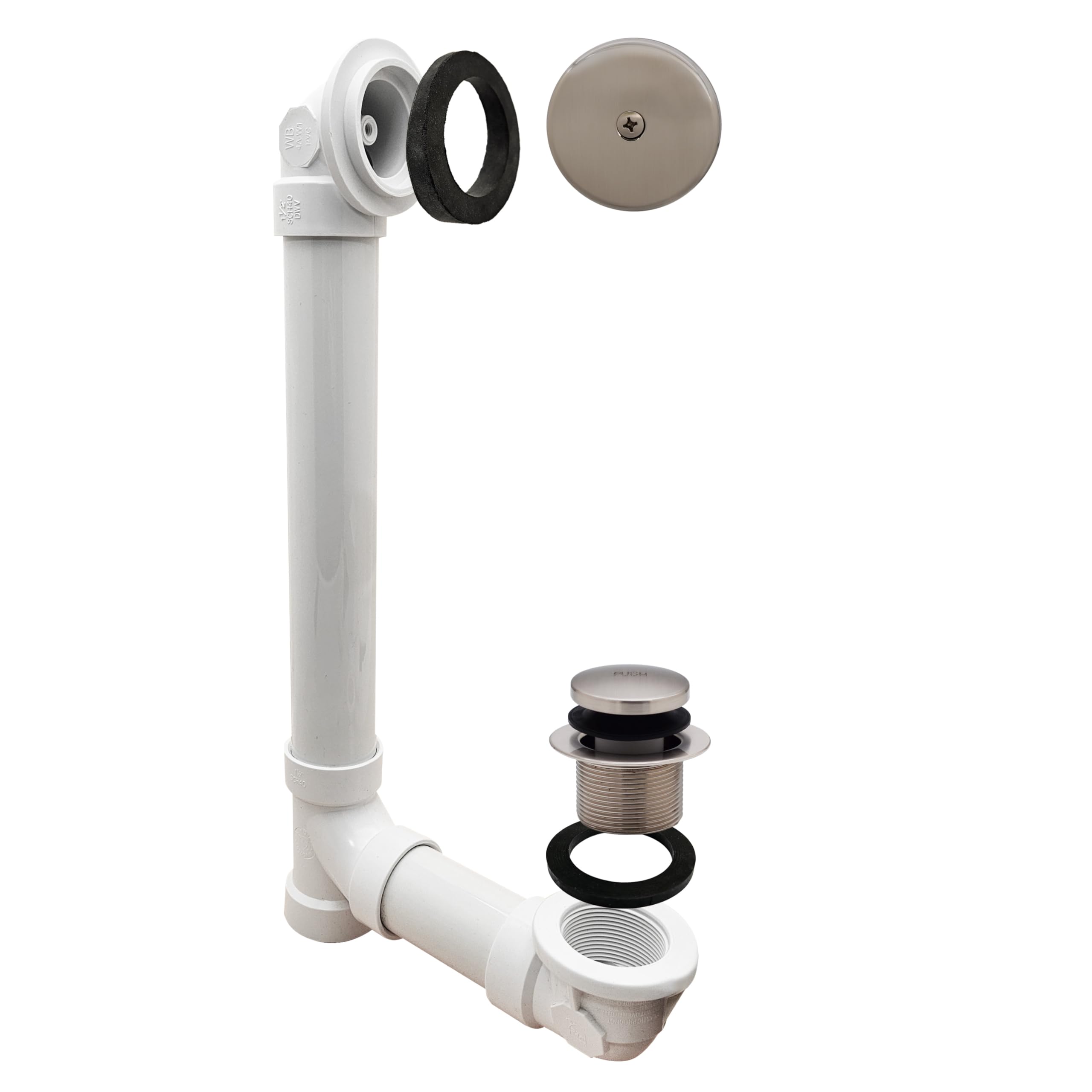 Westbrass D49321-20 Punta del Dedo del pie SCH. 40 residuos de baño de PVC con Codo de un Agujero, Metalizado