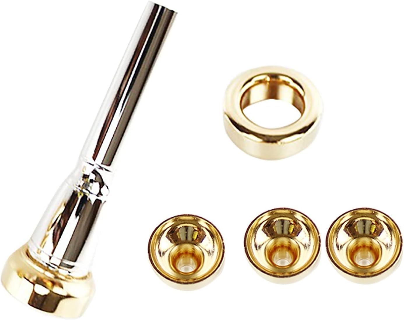 1 Set 2C 3C 2B 3B Mundstück for Bb-Trompete Messing vergoldet EIN Mehrzweck-T-Adapter Professional (Color : Gold, Größe : 2C 3C 2B 3B)