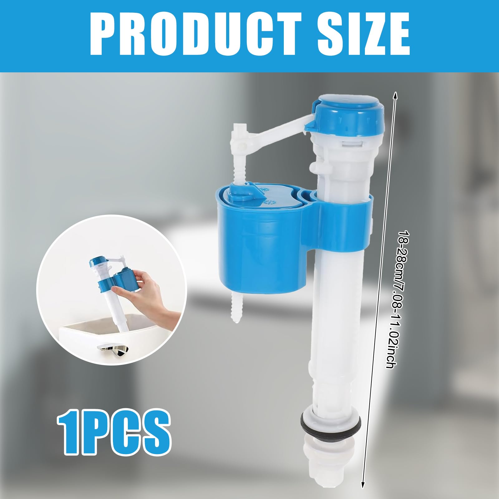 Toilet Fill Valve, 1/2" Toilet Cistern Flush Parts, Flush System Replacement - Image 2