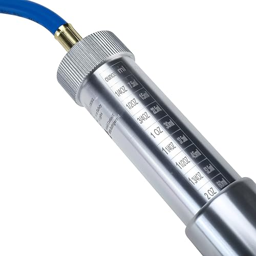 Miniatura 5 de AC Inyector de aceite y tinte Herramientas refrigerantes Conector SAE de 14 "Tornillo de giro manual de 2 onzas con acoplador rápido a presión para