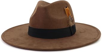 Big Wide Brim Fedora Hats for Men Women Western Suede Hat Large Panama Hat Outdoor Hats