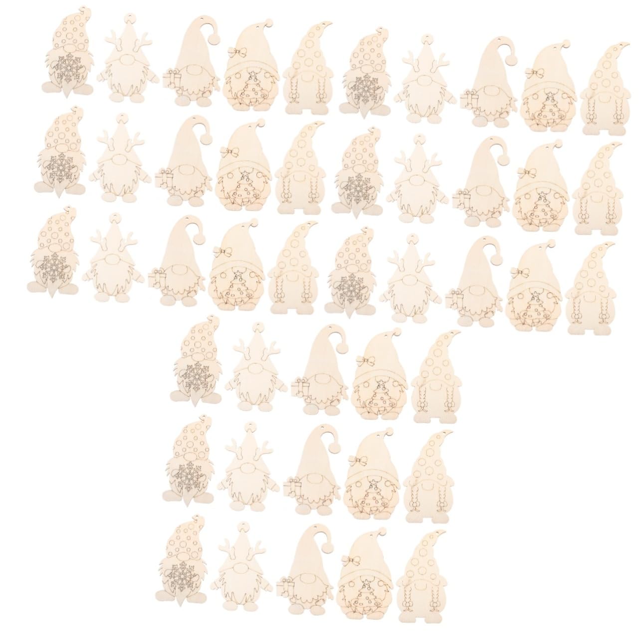 SOLUSTRE 75stücke Unvollendete Holzscheiben Gnomform Weihnachtsbaumdekoration Holz-ausschnitte Zum Bemalen Bastelzubehör Für Kreative Projekte Designs Mit Juteschnüren