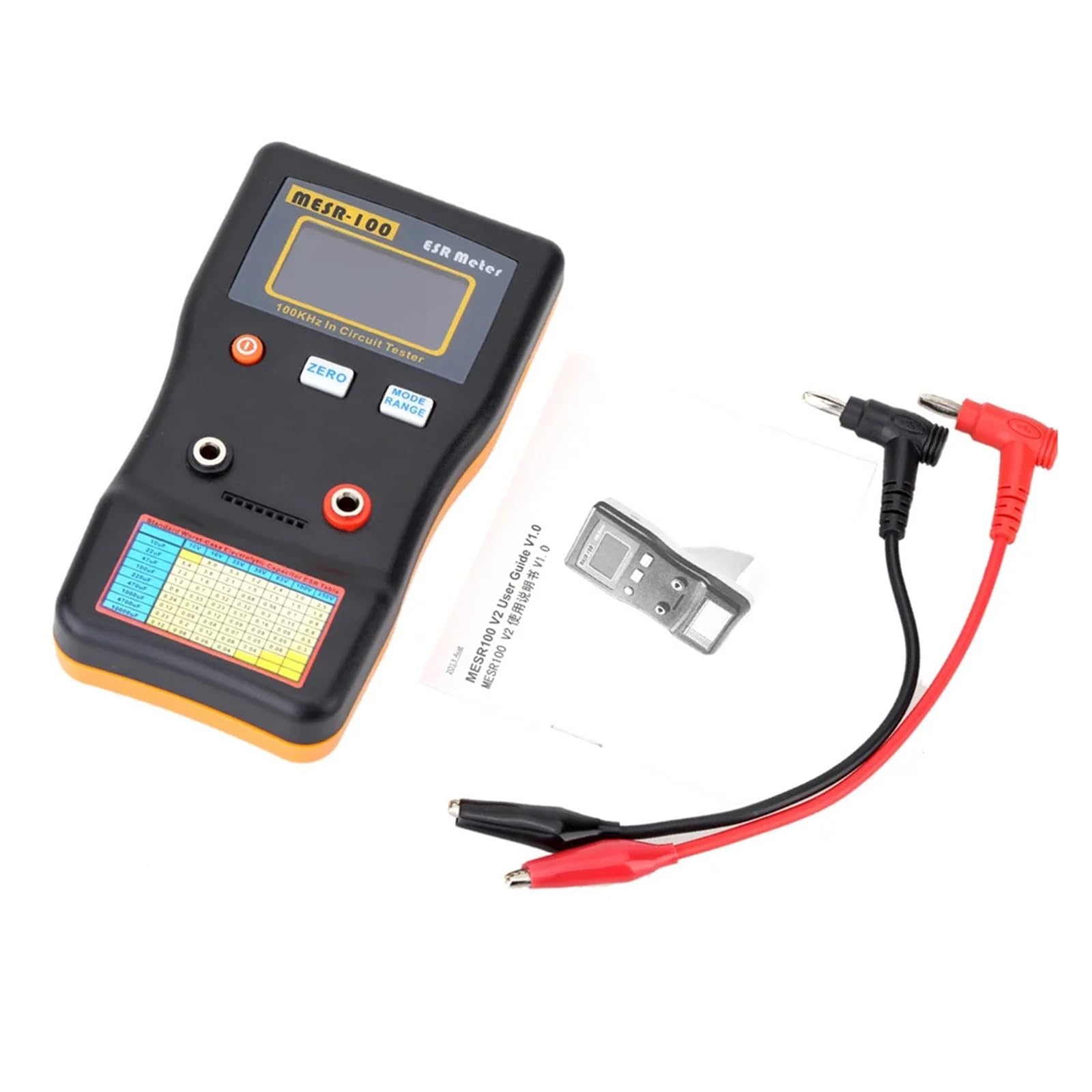Medidor De Capacitancia Y Ohmios MESR-100 Profesional For Medir La Resistencia Interna Condensadores. Probador Circuitos Capacitivos Con Pantalla LCD,Control Preciso(MESR-100)