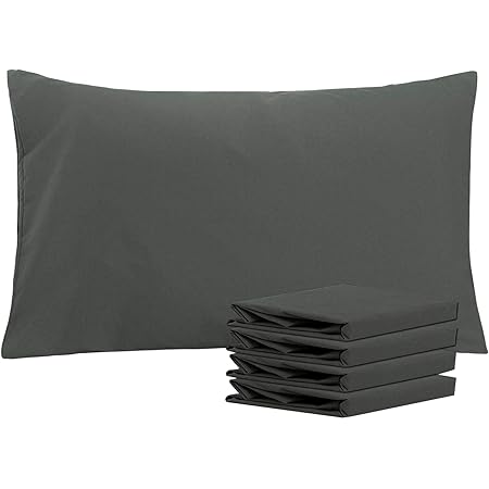 NTBAY 100% Brushed Microfiber Pillowcases Set of 4, Soft and Cozy, Wrinkle, Fade, Stain Resistant, 20"x 30", Dark Grey