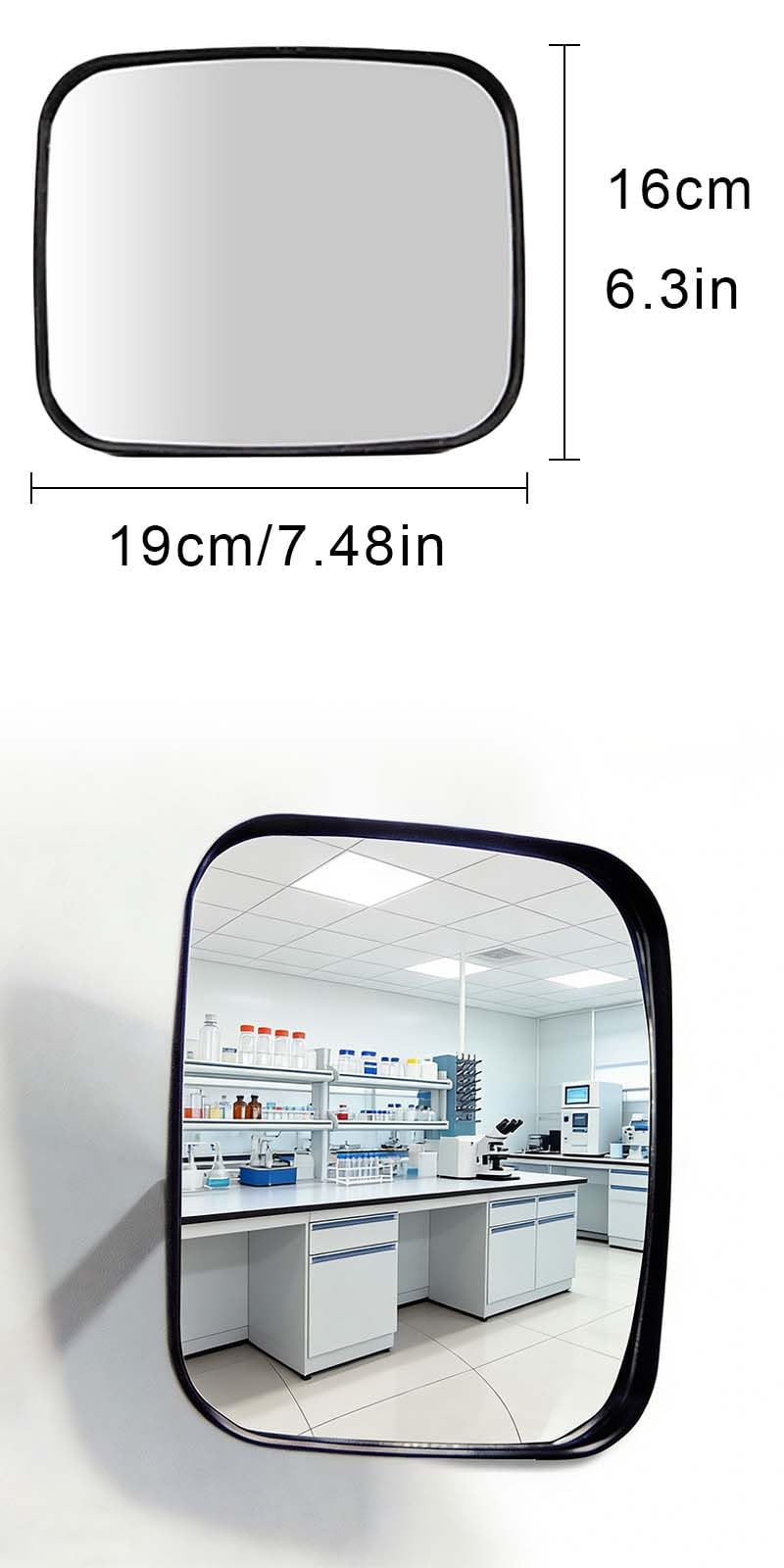 Specchio da traffico grandangolare convesso regolabile 16 x 19 cm per parcheggio e sicurezza stradale, interno ed esterno