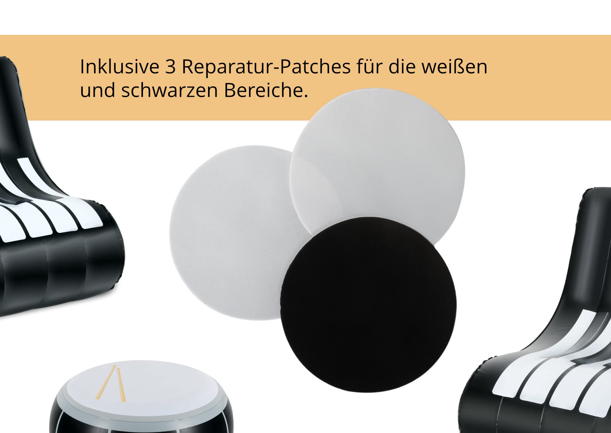 Stagecaptain IF-Set Aufblasbares Loungemöbel-Set - Sitzgarnitur aus PVC - Bestehend aus einem Tisch, einem Sessel und einem Sofa - Ideal für Festivals, Camping, Garten, Proberaum oder Wohnzimmer