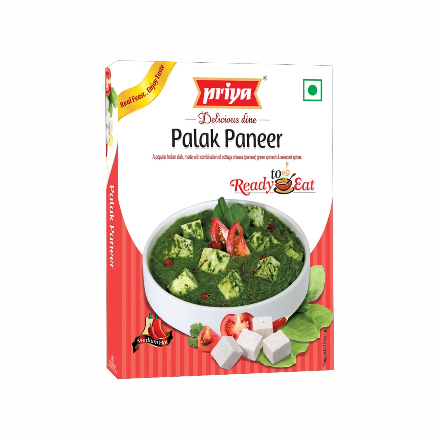 Priya Ready To Eat Palak Paneer 300g (Pack of 2) I Total 600gm