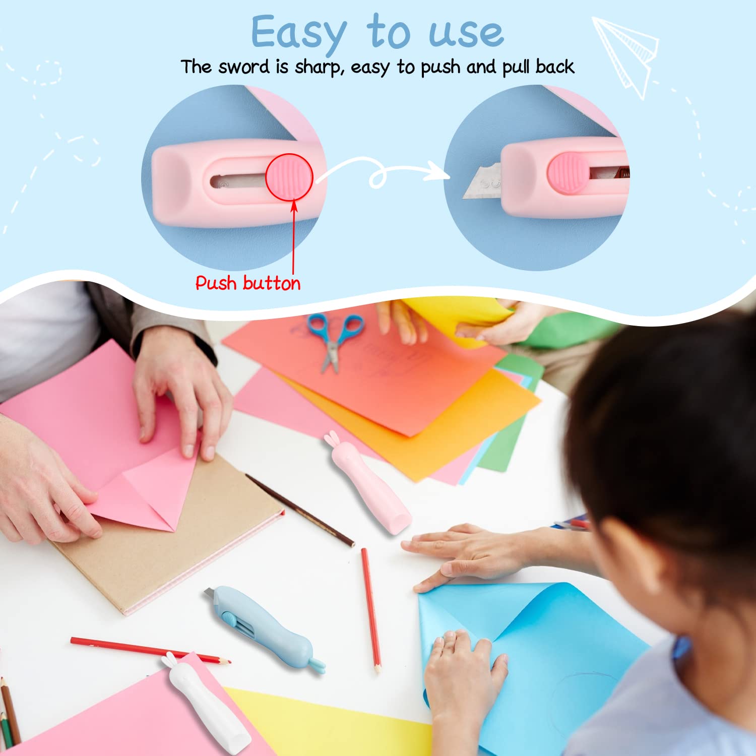 Ouvre-Lettres Mini Cutter - Lot De 3 - Lame Rétractable Et Portable - Pour Courrier, Colis, Artisanat