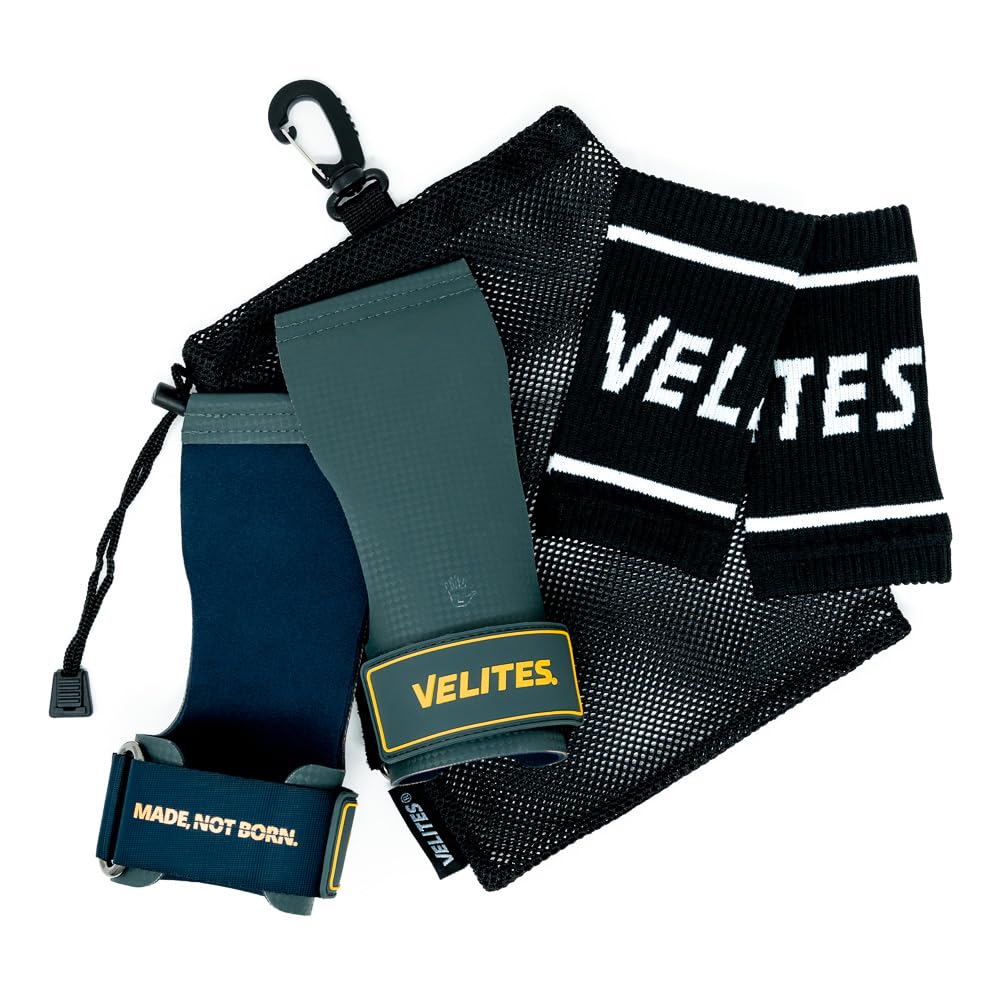 Velites - Paracalli ufficiali CrossFit® Games Quad Ultra - Senza magnesite e sbarre lisce - Polsini e borsa per il trasporto inclusi - Trazioni, Muscle-up e Toes to Bar