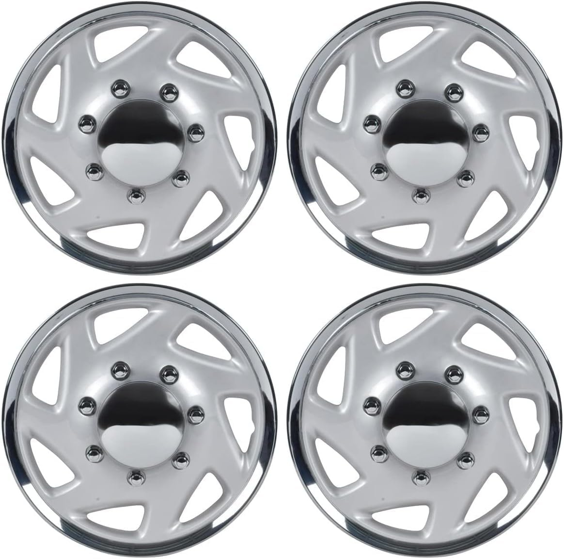 BDK 4-Pack Premium 16" Wheel Rim Cover Hubcaps OEM Style Replacement for Ford E150 E250 E350 Econoline F-150 F-250 F-35 F-250 F-350, Snap On Car Truck SUV Hub Cap - 16 Inch Set