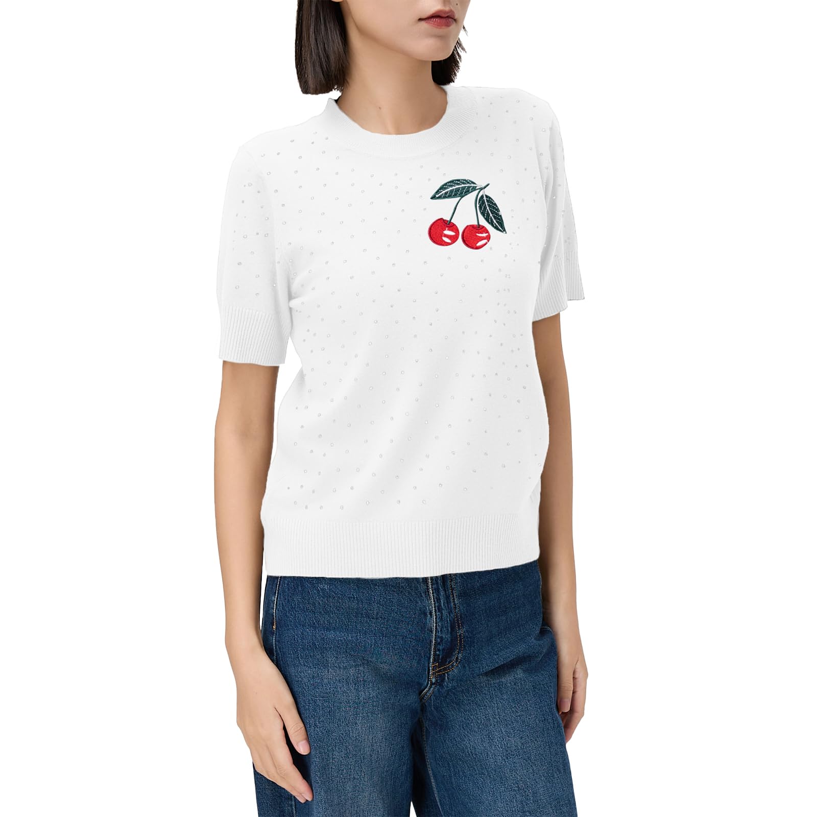 Beauty Women – Maglione Donna Leggero Maniche Corte Girocollo | Maglia Fine Traspirante Alta Elasticità | Viscosa | Basico da Sottogiacca/Layering