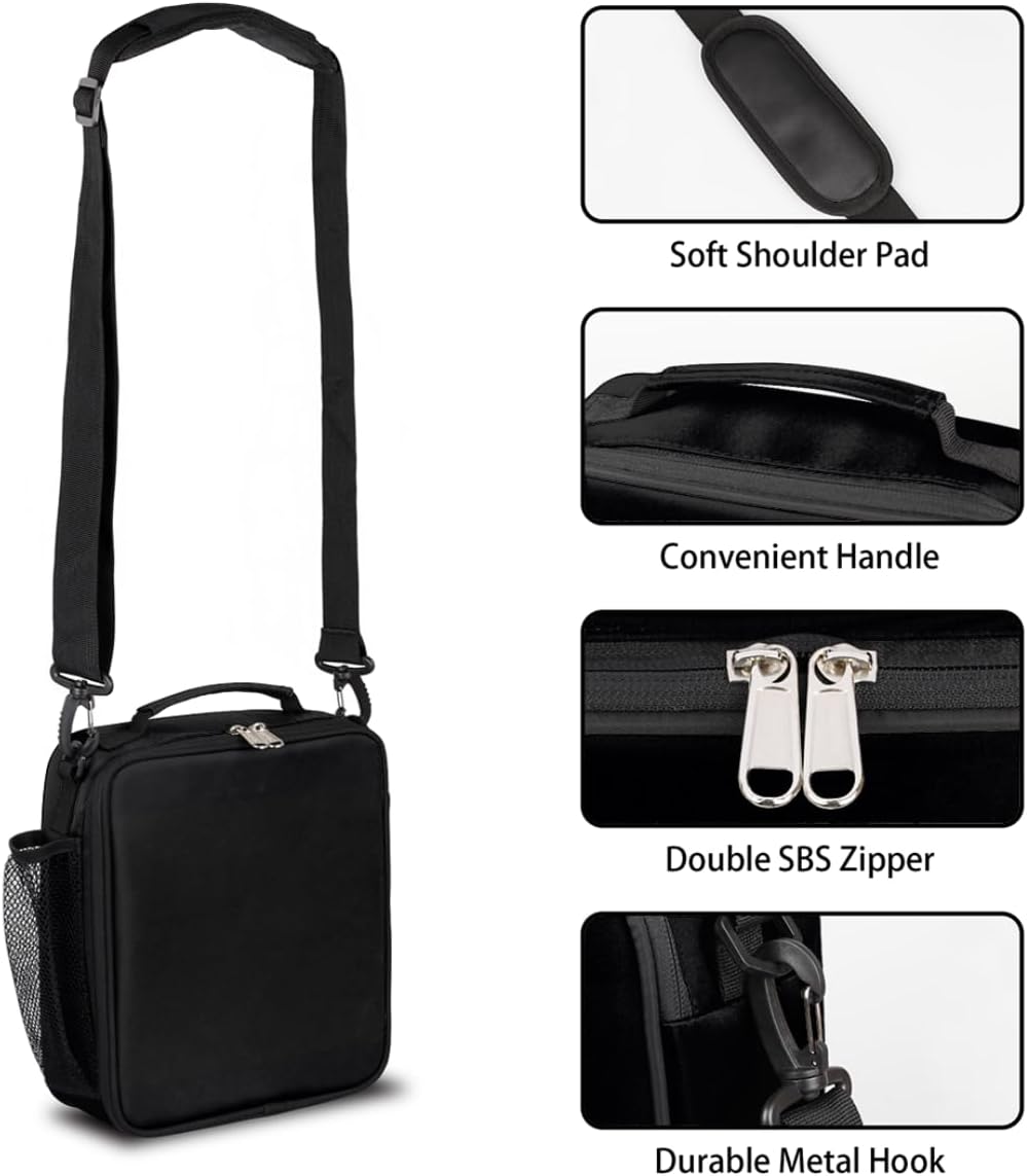 Pardick Lunch Box for Kids Girls Boys Black Lunch Bags for Teens Freezable Insulated Lunch boxes for School, Picnic, Cooler Tote Bag with Adjustable Shoulder Strap