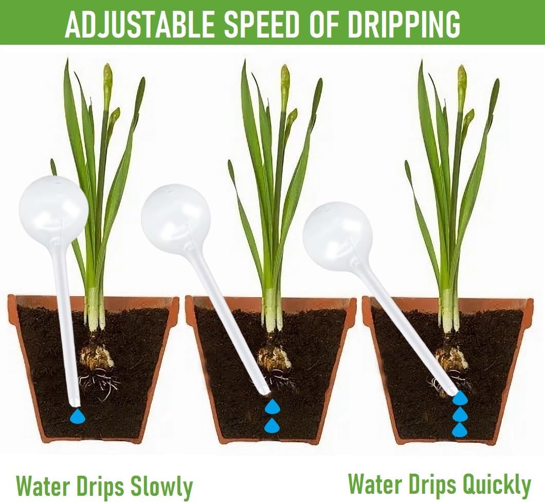 Plant Watering Globes Set of 10, Self Watering Bulbs for Indoor & Outdoor Plants, Plastic Automatic Water System (Clear, 10 Pack Large)