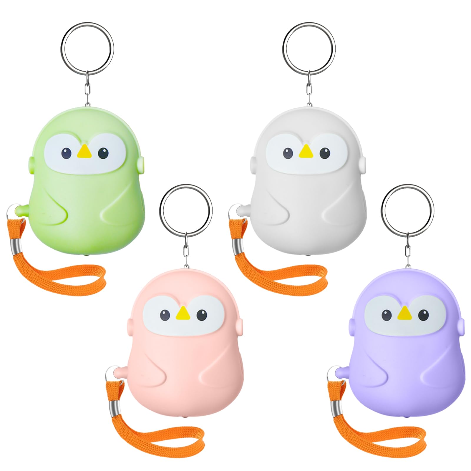 Alarma de bolsillo de 130 dB, 4 unidades con luz LED y llavero, alarma personal para mujeres, niños, personas mayores, alarma de bolsillo para niños, autodefensa, alarma de emergencia para exteriores