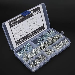Ferramenta de reparo de parafuso 135pcs Processo galvanizado M3-M8 Porca de sortimento, inserção de rosca interna 4 porca de garra, guarda-roupas para conexão de porta de armário de móveis