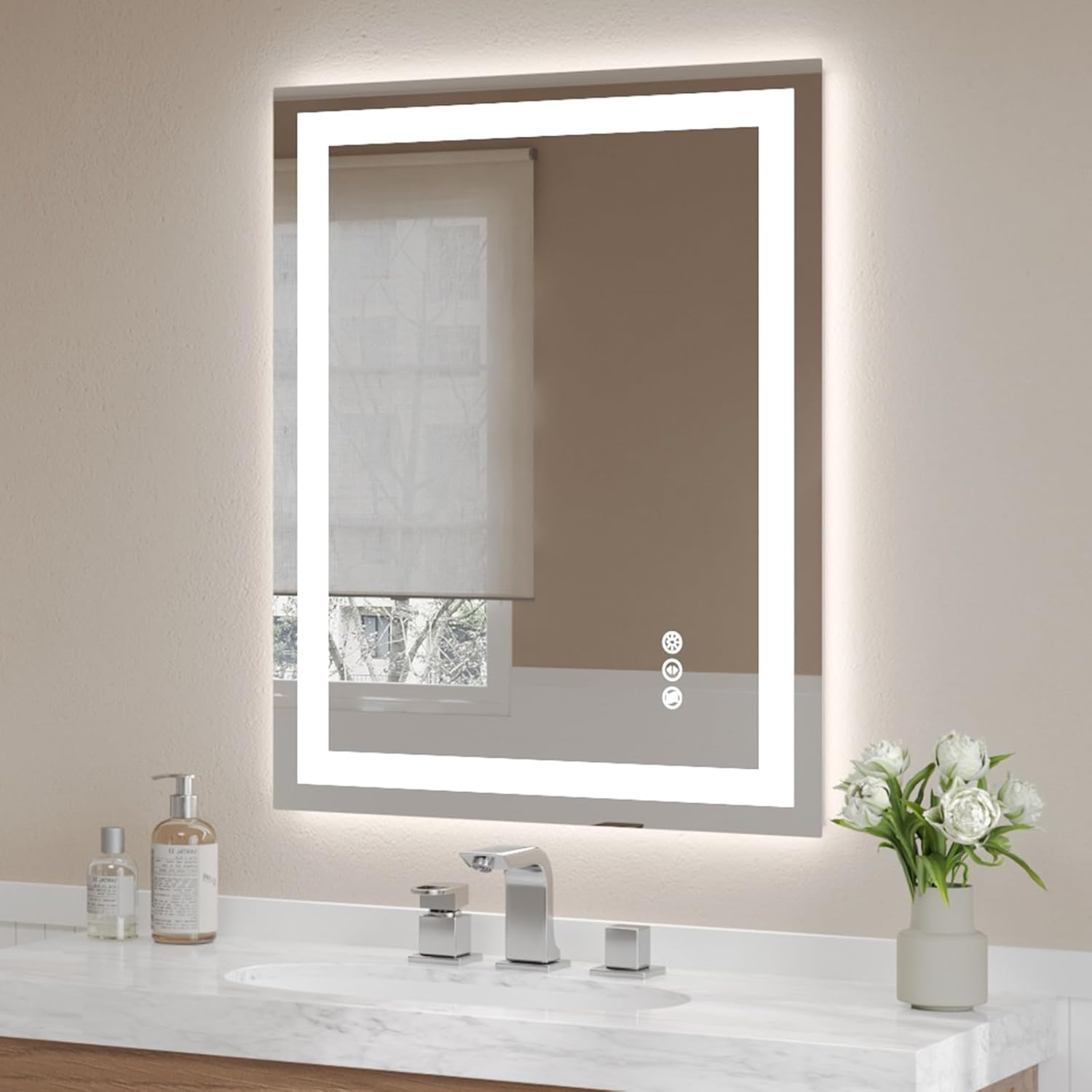 USHOWER 28x36 led bathroom mirror front view