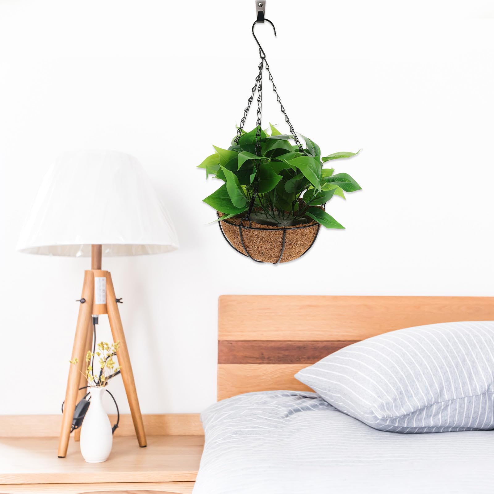 Tofficu Epipremnum Aureum Artificiale Sospeso con Cesto in Fibra di Cocco, Pianta Finta Decorativa per Casa e Ufficio, Ornamento Vegetale per Interni, Piante Artificiali Sospese