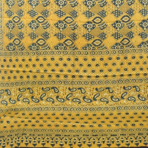 Image of Ethnics of Kutch Womenss Ajrakh Modal Silk Natural Dye Hand Block Print Saree with Blouse Piece - 5.5 Mtr Length