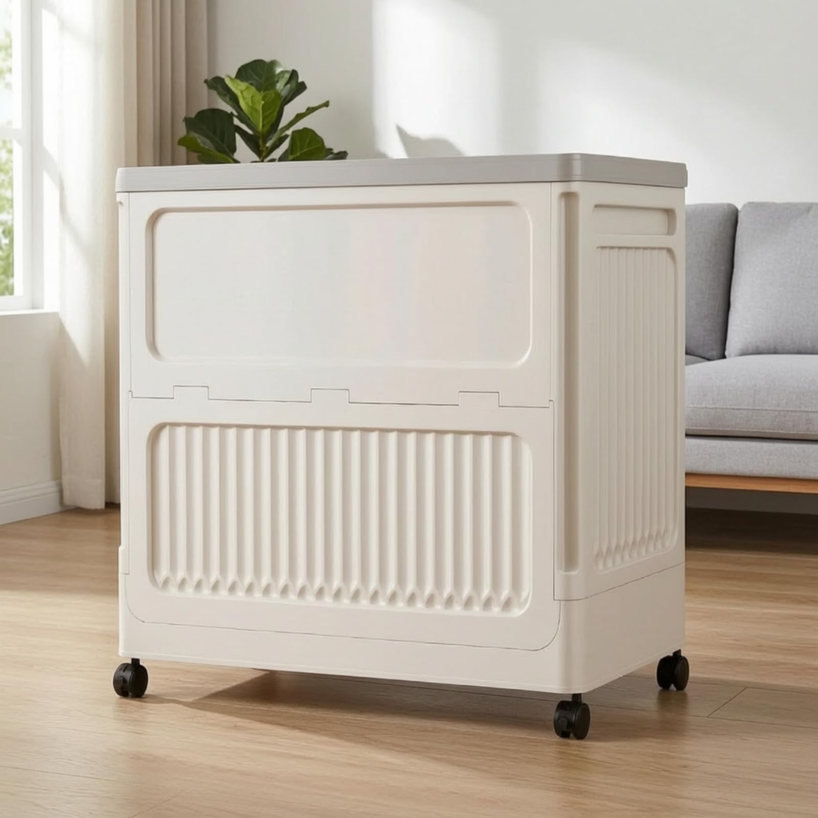 Boîte Rangement pour Vêtements Mobile, Gris, 50 Cm