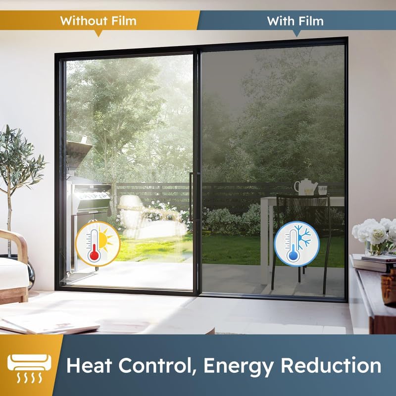 Image of WOO Home Frosted Glass Window Film & Stickers (12 X 60 INCH) Privacy Window Cover for Home & Office - Easy Apply, UV Protection, Removable Decorative Film (Rectangular Design | 1 X 5 SQFT)