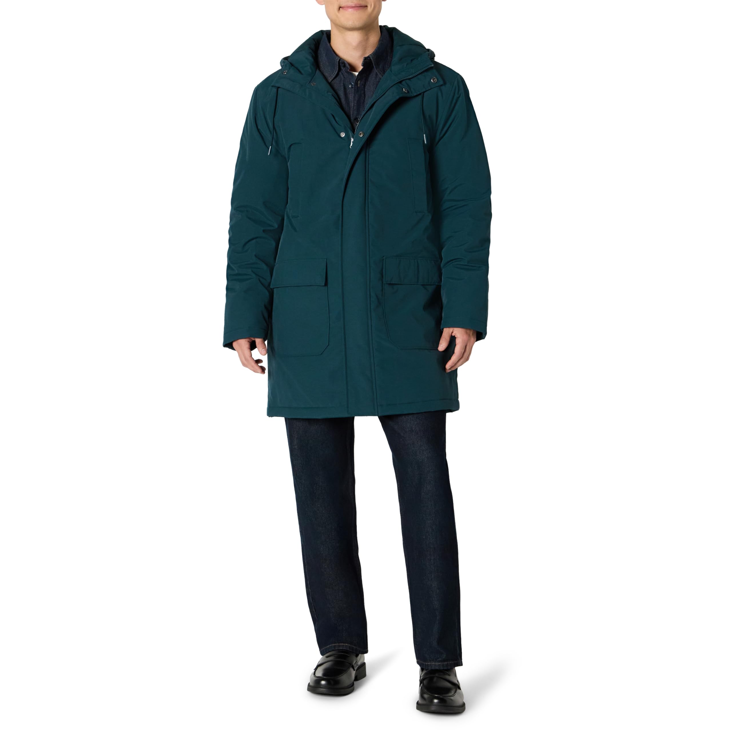 Amazon Essentials Herren Moderne, Übergroße Parka-Jacke Aus Schwerem Material, Dark Teal Green, S