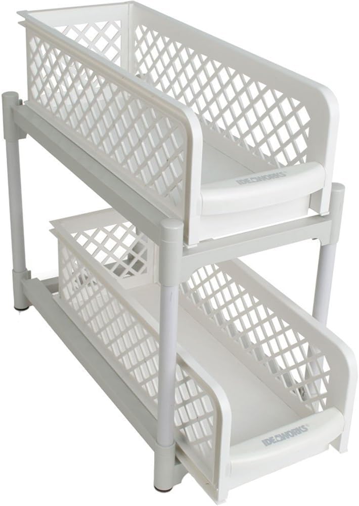 Ideaworks Two-tier Under Sink Sliding Shelf, White, standard, (TV7465)