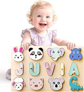 Comprar Puzzle Madera Personalizado con Nombre - Juguete Educativo Animales para Niños 1-3 Años, Regalo de Cumpleaños (Name Puzzle-01)