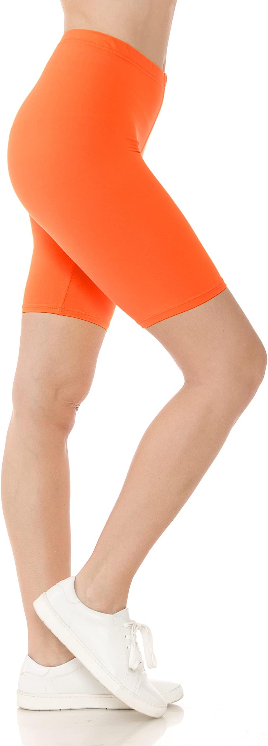 orange adidas biker shorts
