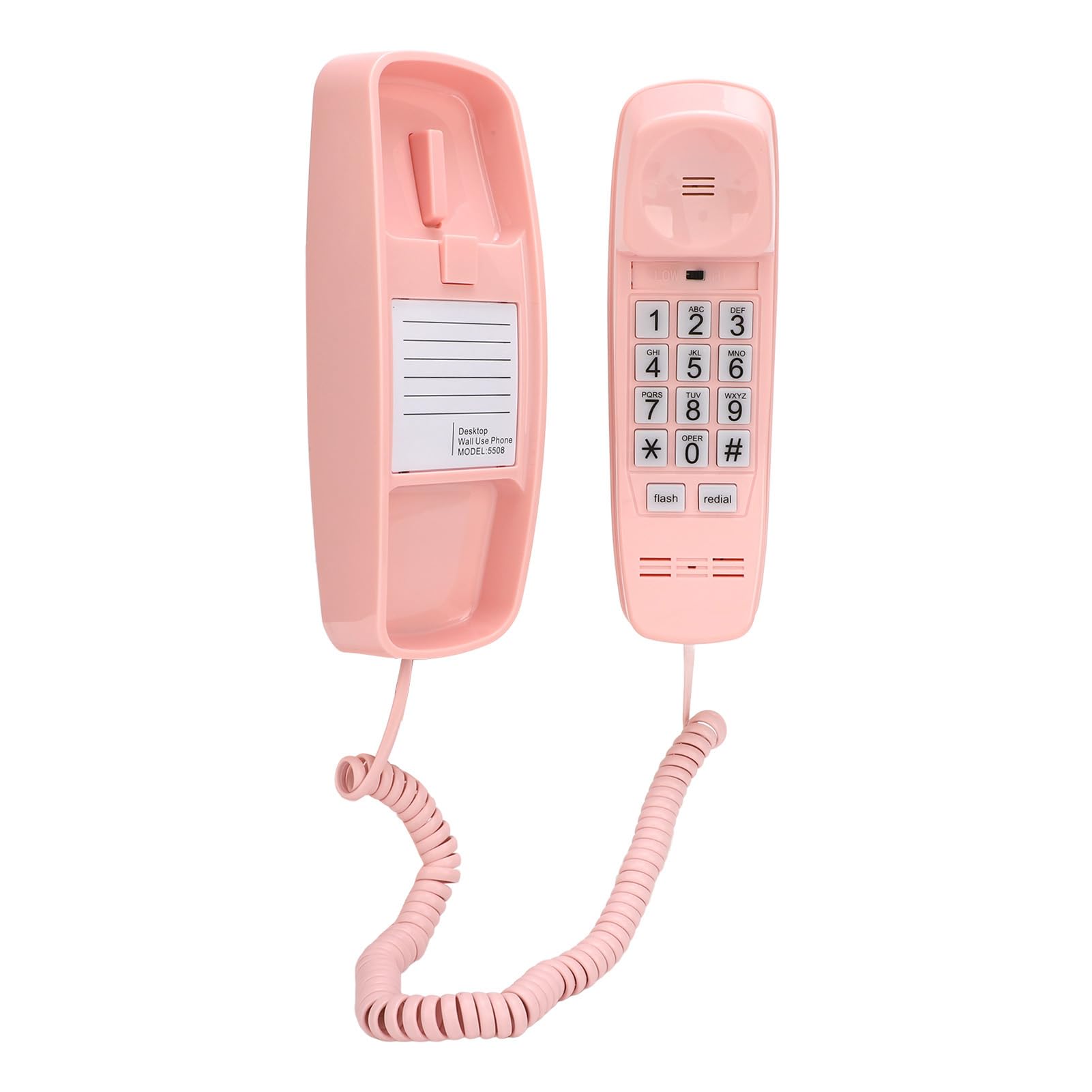 Schnurgebundenes Telefon, Einstellbare Lautstärke, Lauter Klingelton, Große Ziffern, Wandmontierbar, Vintage-Stil, für den Heimgebrauch Geeignet (Rosa)