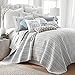 Levtex Home Bondi Stripe Grey King Cotton Quilt Set, Grey and White, Stripe