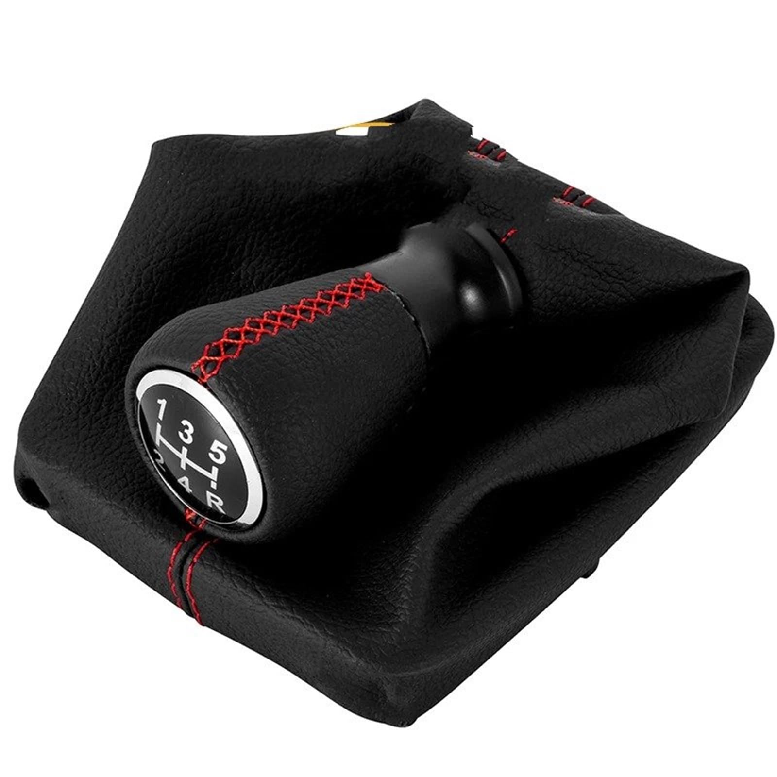 DUFWEHR Shifter Knob for Peugeot 206 406 Manual Transmission 5 Speed Leather Gear Shift Knob Gaiter Boot Cover Shifter Handle Car Accessories(Red)
