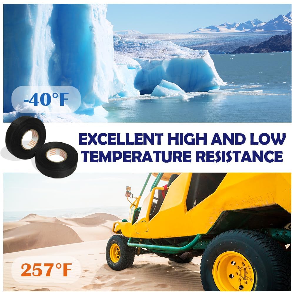 Lonimia Wiring Harness Tape, 4 Pcs Non-woven Material High Viscosity Soft Noise Reduction Practical Portable Wire Harness Cloth Tape, Suitable for Car, Dashboard Etc