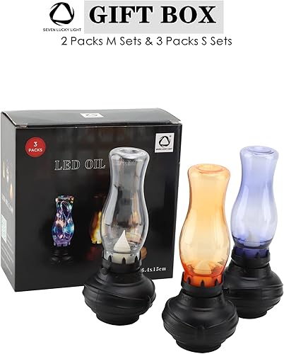 Miniatura 6 de SEVEN LUCKY LIGHT Luces de té con batería estilo lámpara de aceite retro, velas de té sin llama para decoraciones de fiesta, decoraciones de boda,