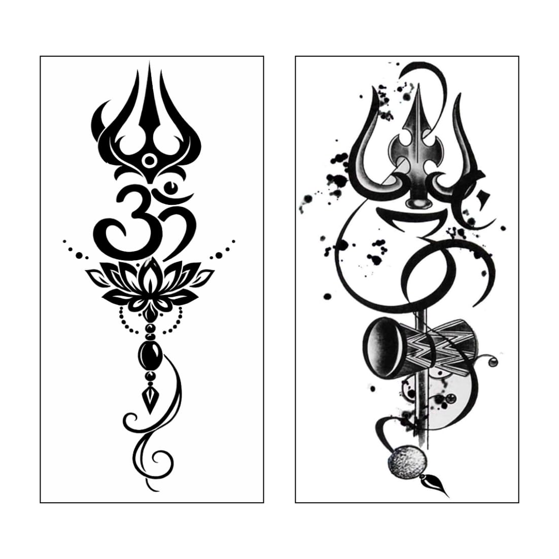Mahadev Om Trishul And Damru Design Temporary Tattoo Sticker Combo Pack For Both Men And Women-picture-56