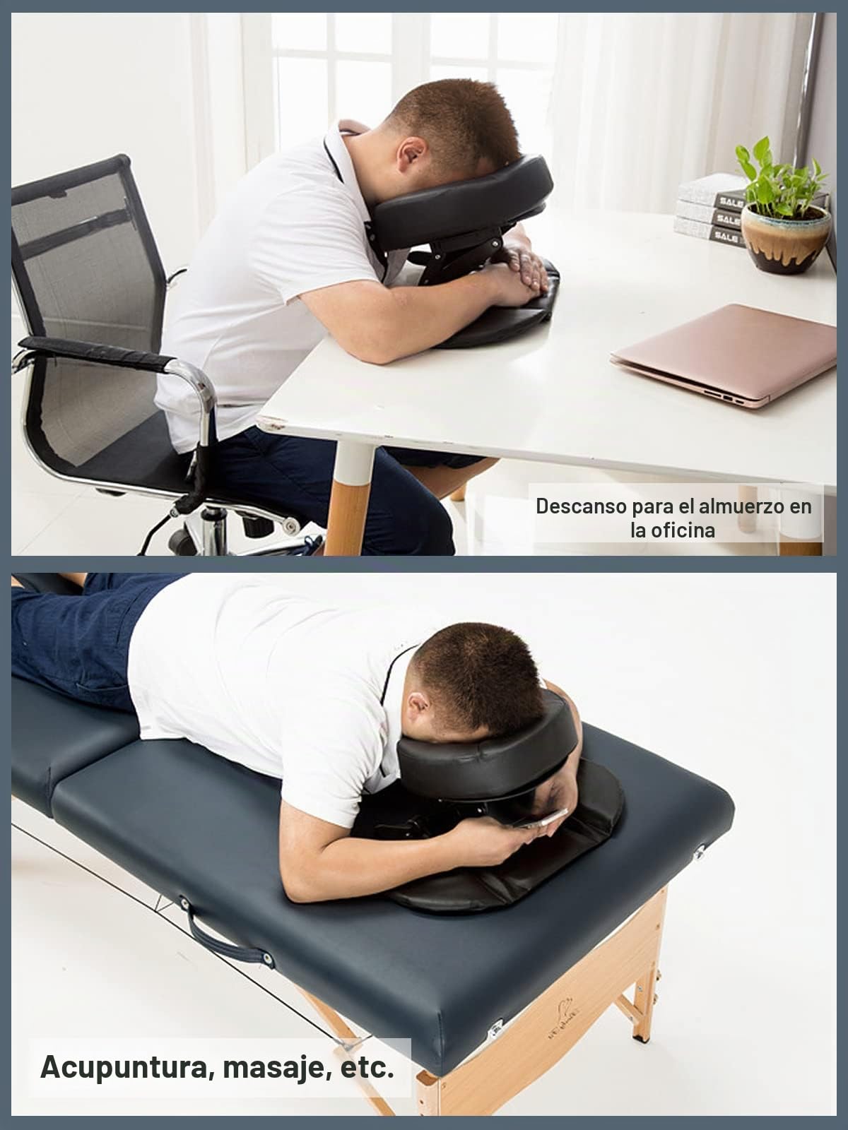 EBANKU Cojín para Mesa Masajes, Reposacabezas Ajustable para Mesa Masajes, Plataforma para Silla Masajes, Cama SPA (Black)