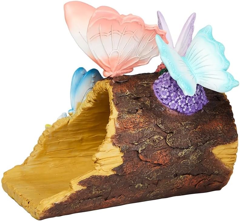 The Lakeside Collection Down Spout Cover Wood Log With Butterflies Or Birds - Butterfly