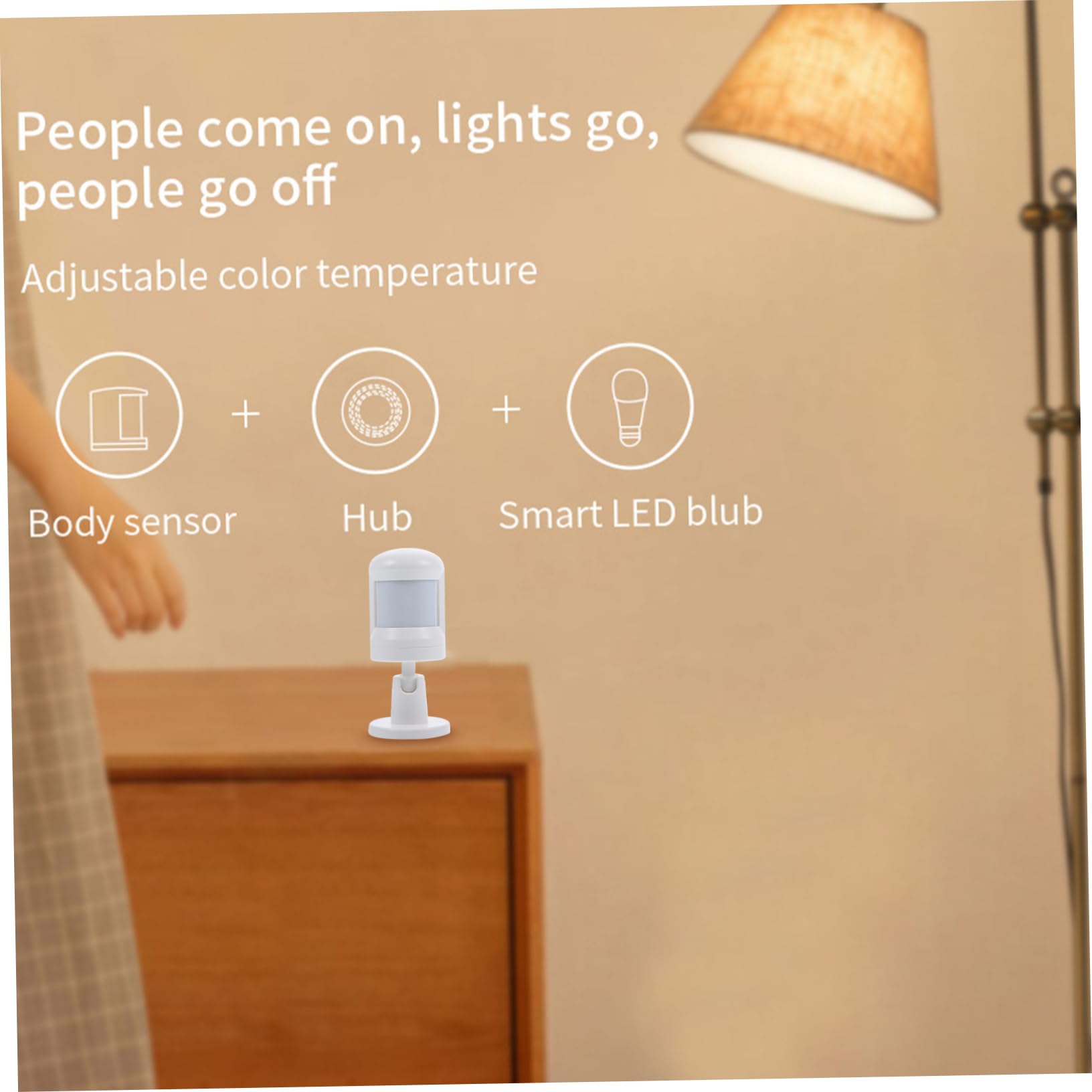 Uonlytech Sensore di Movimento Pir a Raggi Infrarossi ad Ampio Angolo, Notifica All’app, Compensazione Termica per Casa, 1 Pezzo