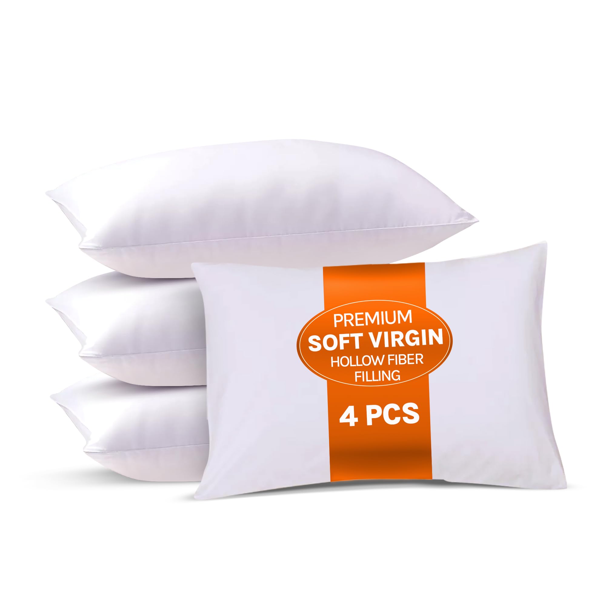 Oliver Bedding Soft Poly Cotton Hotel Pillows 4 Pack, Designed For Ultimate Luxury Sleep Experience with Hypoallergenic and Dust Mite Resistance, Premium Quality Hotel Pillow (4)