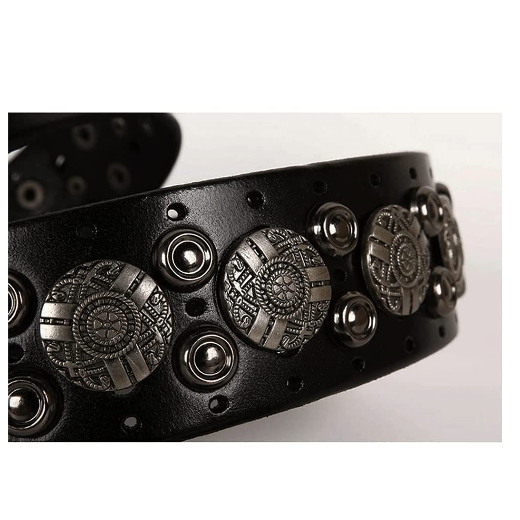 OLOTU Hohe Qualität Herren Ledergürtel Retro Mode Niet Doppelseitig Verdickter Freizeitgürtel Punk Stil Niet Jeans Arbeitskleidung Gürtel Gürtels