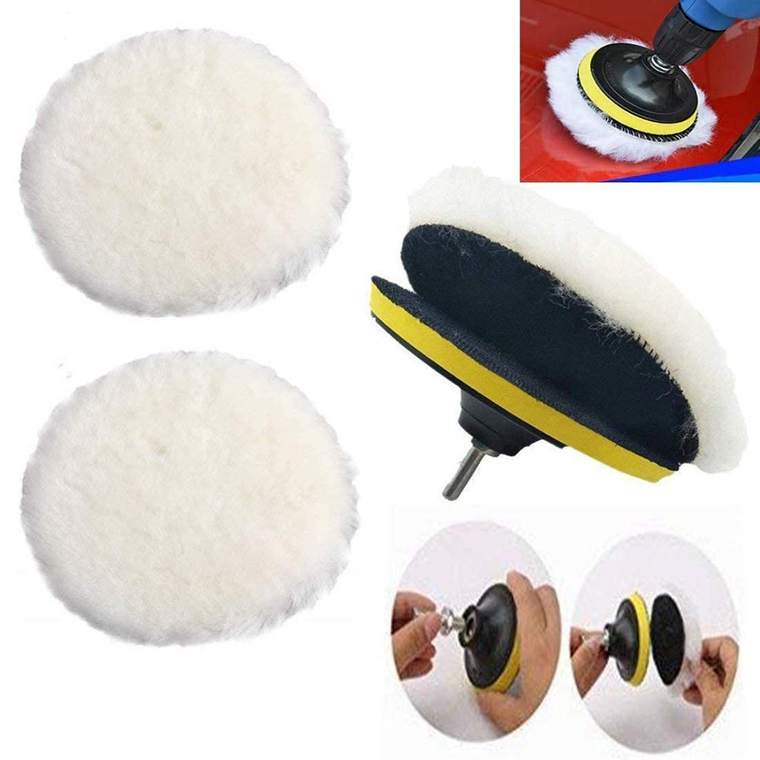 Diy Crafts Polishing Wool Pad With Backer Pad Sucker and Connecting Rod for Home Wall Paint Remove Cleaning Polishing, Pack of 1 Set, 1" (Multicolor)