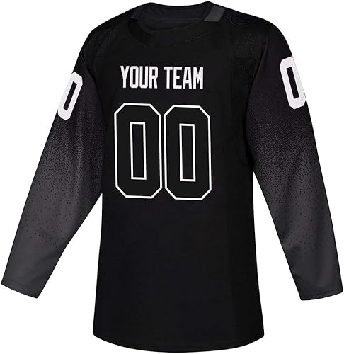 Jersey negro de hockey sobre hielo personalizado para hombres, mujeres, jóvenes, S-8XL, nombre y números cosidos auténticos, haz tu propio
