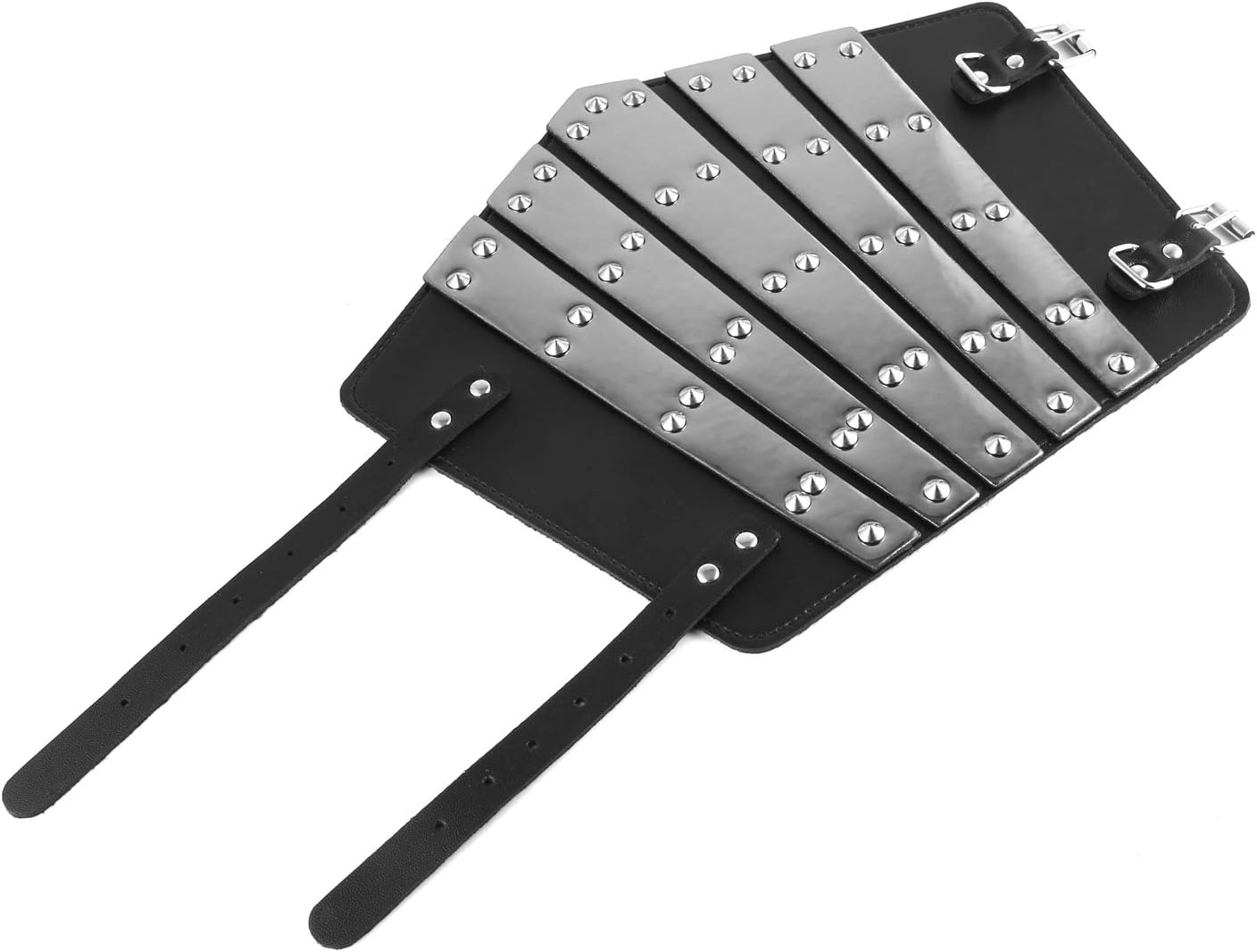 HZMAN Adults Faux Leather Arm Guards - Medieval Metal Armor Style Bracers - One Size - Leather Armband Pair - Image 6