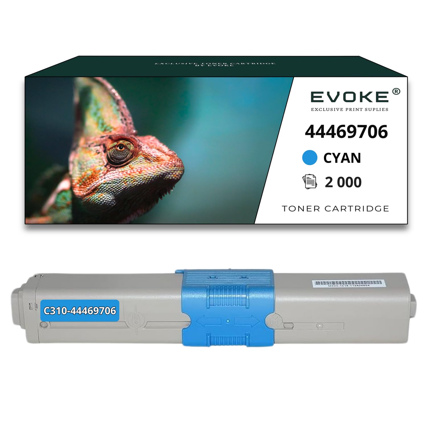 EVOKE 44469706 Toner Kompatybilny z OKI C310 C330 C510 MC351 MC352 MC361 MC362 MC562 Niebieski (Cyjan) 2000 Stron