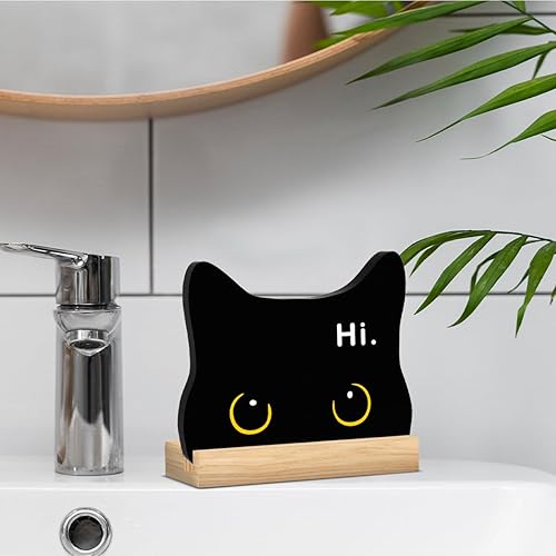 Miniatura 3 de Decoración de gato negro, decoración de baño de gato de Halloween, decoración de baño, letrero de acrílico para el hogar, baños, amantes de los