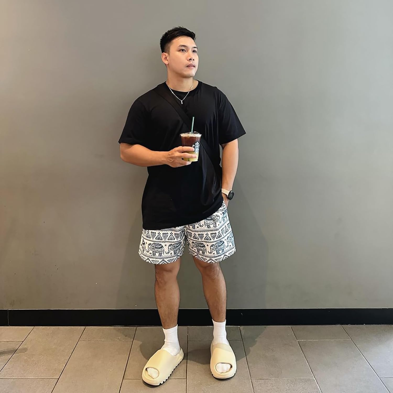 BOOMLEMON Mens Mesh Graphic Print Shorts Casual Fashion Cool Shorts Retro Active Gym Streetwear Short Pants - Image 8