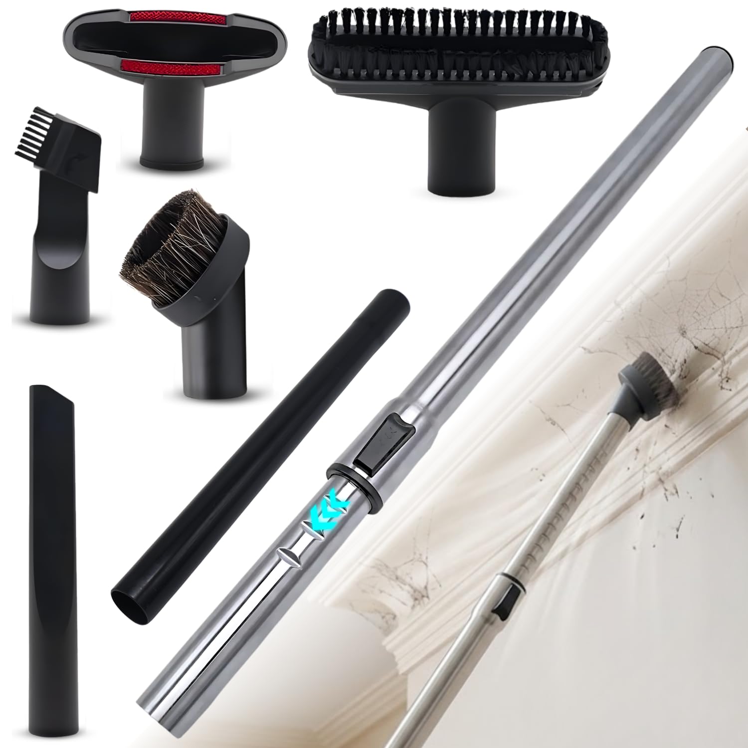 1.25 Inch Stainless Steel Vacuum Extension Wand Compatible with Vacuums using 1 1/4 Inch (1.25in) 32mm Accessories - 1 1/4 Vacuum Extension Tube for Shop Vac (Extension&amp;Attachments)
