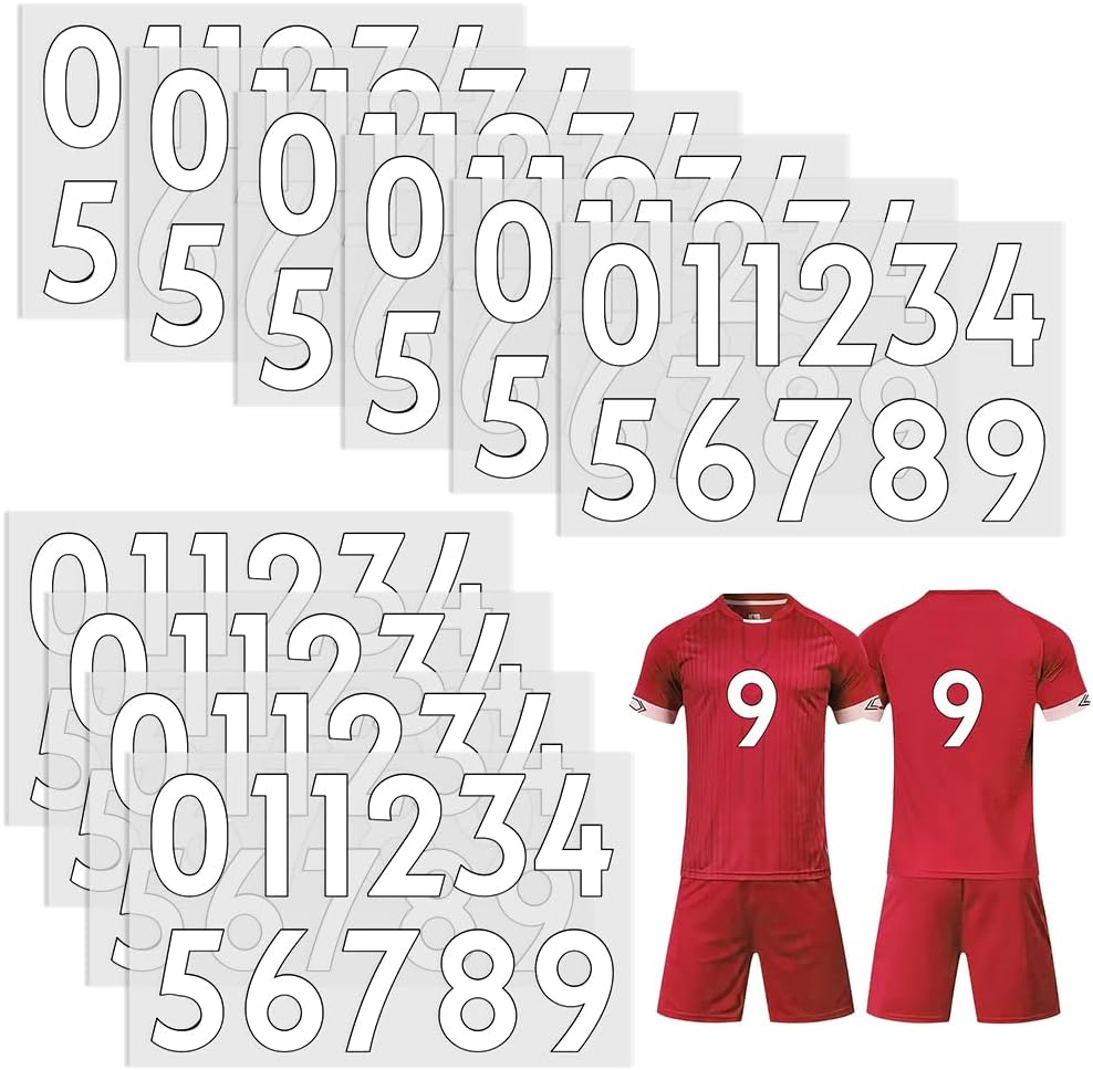 110 Pcs Iron On Numbers, 8 Inch Heat Transfer Numbers 0 to 9 Jersey Numbers for Football Soccer Baseball Team Uniform Sports Shirts (White)