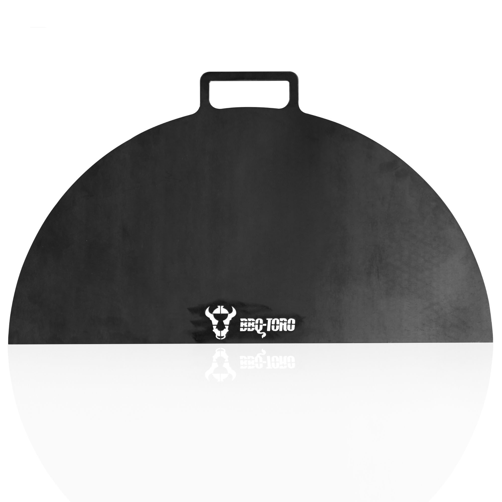 BBQ-Toro Piastra per barbecue in acciaio al carbonio per braciere, diametro di 70 cm, semicircolare con manico, grigio, accessorio per braciere, braciere